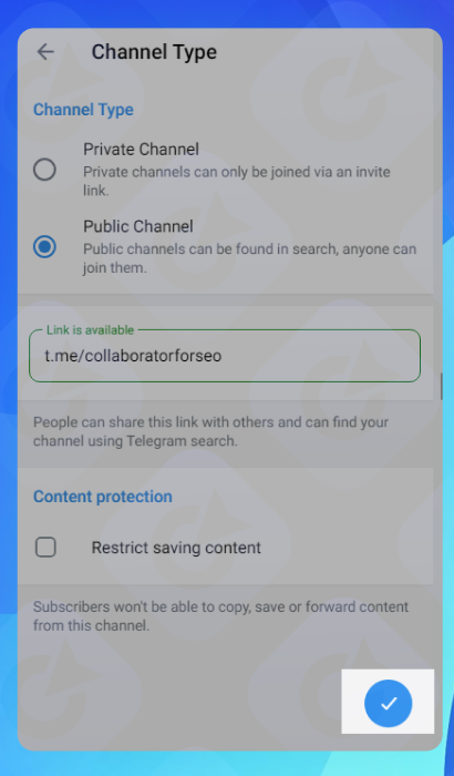 Create a Telegram channel